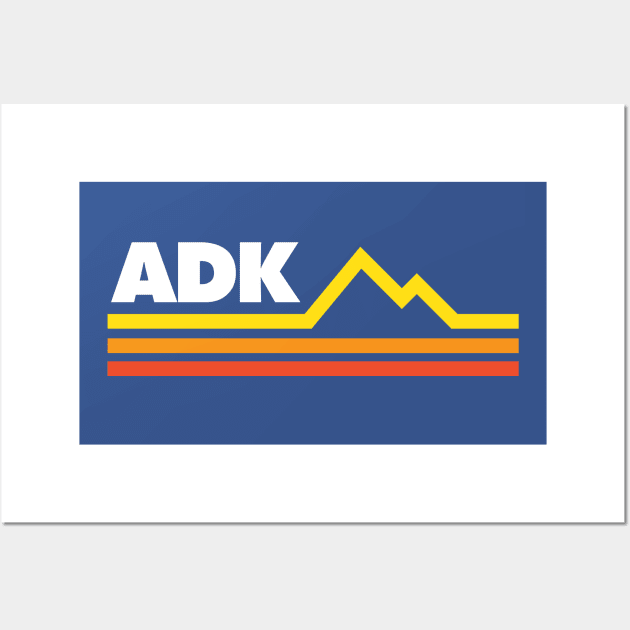 ADK Adirondacks Retro Vintage New York Mountains Wall Art by PodDesignShop